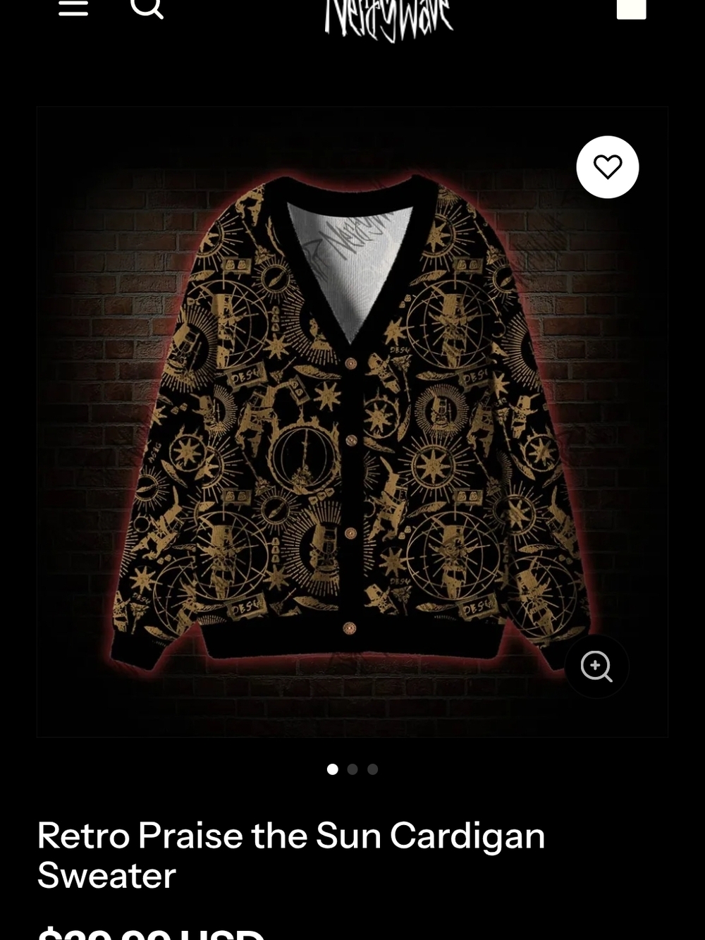 Nerdywave Worship The Sun Black And Gold Button-Up Cardigan - Picture 4 of 5